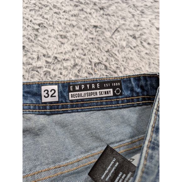 Empyre Jeans Men 32x34 Blue Straight Relax Thrashed Denim Streetwear Distressed - Picture 4 of 10